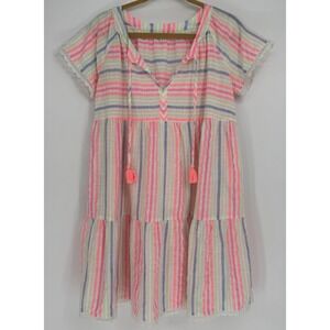 Anthropologie Stark X Tunic Dress‎ Women's Small Bright Stripes Cotton Tassels